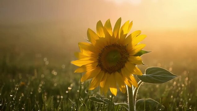 A 5-second timelapse of a sunflower blooming in soft morning light, unfolding petals toward the rising sun. Serene and cinematic. Created with generative AI.