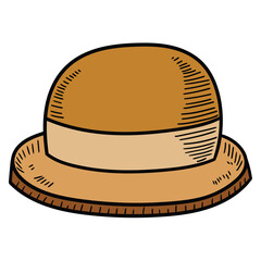 Hand-drawn cartoon brown hat on a white background.