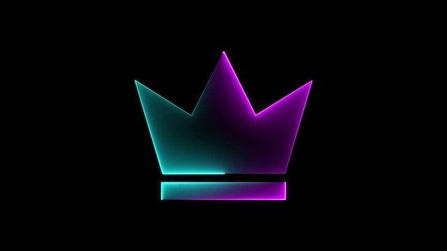 Crown line icon on the transparent background. Motion graphics of royalty, line icon animation. 4k video animation.