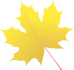 Hand-drawn gold autumn colored maple leaf isolated on white background. Flat style vector illustration.