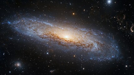 Obraz premium A mesmerizing view of space with a star-filled sky and distant galaxies, showcasing the vastness of the universe.