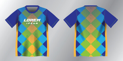 abstract blue green and yellow background pattern for sport jersey design mockup