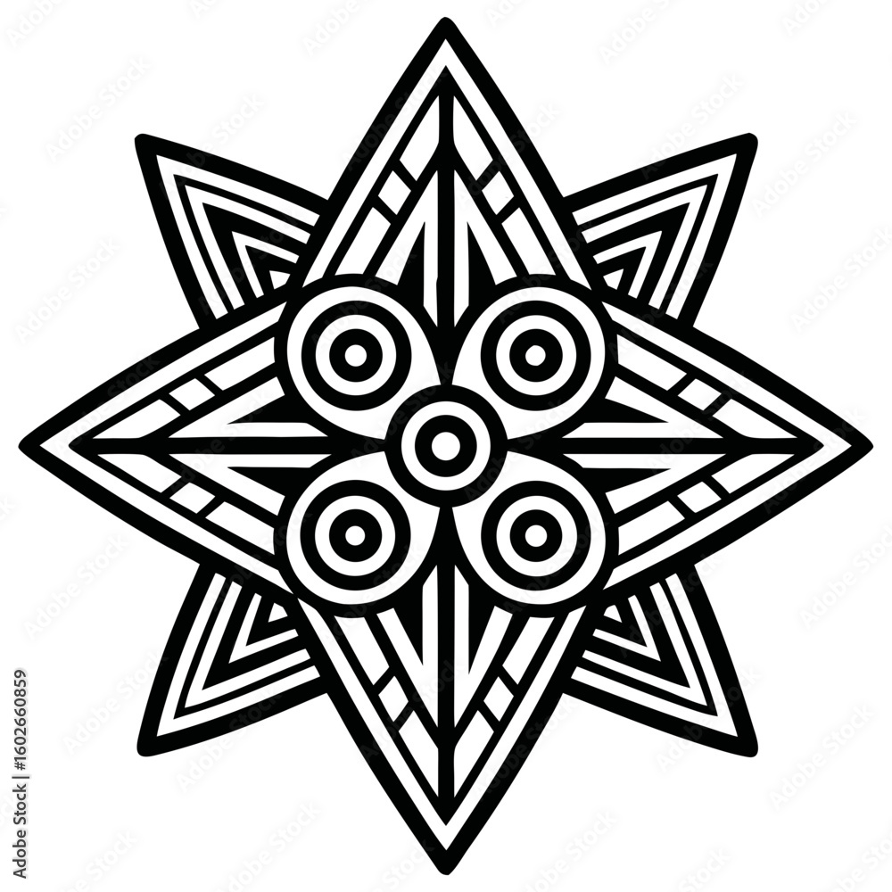 Poster captivating geometric starburst design with intricate patterns and radial symmetry for modern brandi