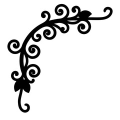 Elegant black floral flourish corner design for invitations, scrapbooking, and decorative borders
