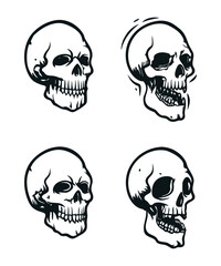 Collection of Hand-Drawn Skull Illustration Sets