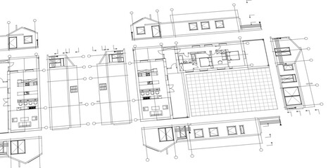 house architectural project sketch 3d illustration	
