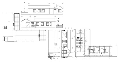 house architectural project sketch 3d illustration	

