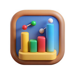 3d rendered colorful bar chart icon illustrating financial data and business analytics