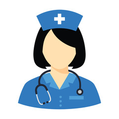 Nurse Vector Icon – Female Medical Avatar with Stethoscope and Nurse Cap Symbol