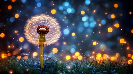 Dandelion seeds, air, light drift.