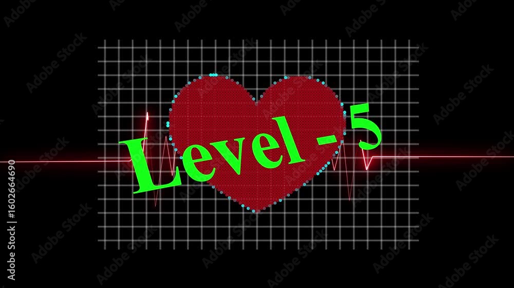 Poster abstract glowing level 5 icon animation with futuristic neon design and smooth progression effect fo