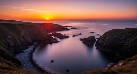 Fototapeta premium Dawn’s Light Over the Coastal Cove