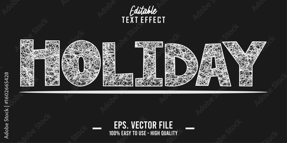 Poster editable text style effect, holiday text in cool vector style