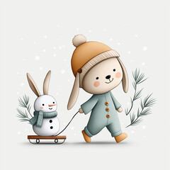 snowman with a snowboard