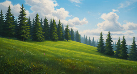 green forest in the mountains