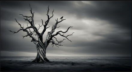 dead tree in the fog