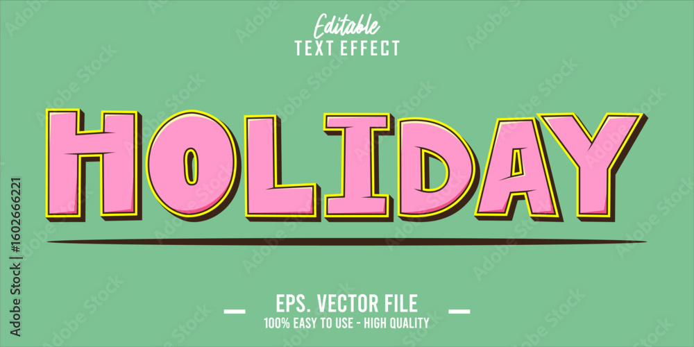 Poster editable text style effect, holiday text in cool vector style