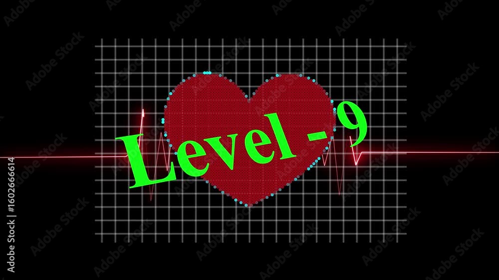 Poster abstract glowing level 9 icon animation with futuristic neon design and smooth progression effect fo