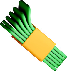 3D Rendering of Colorful Green Cutlery Set