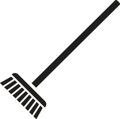 Sweeping brush and scoop in crossed position. Cleaning concept. Vector composition on white background. 