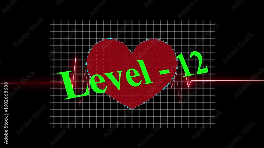Poster abstract glowing level 12 icon animation with futuristic neon design and smooth progression effect f