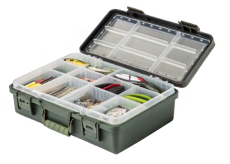  Fishing Tackle Box isolated on transparent background.	