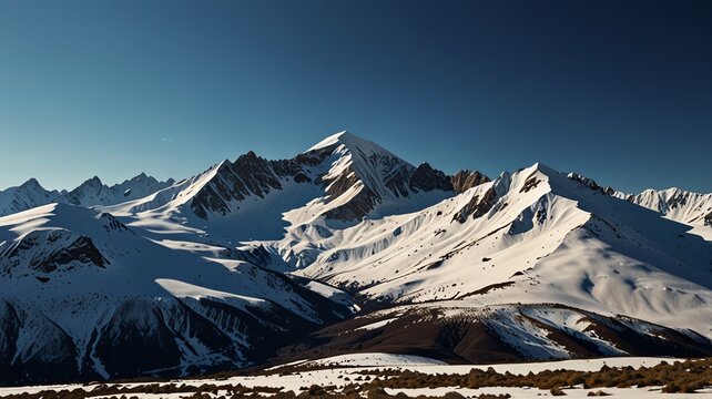 snow covered mountains in winter