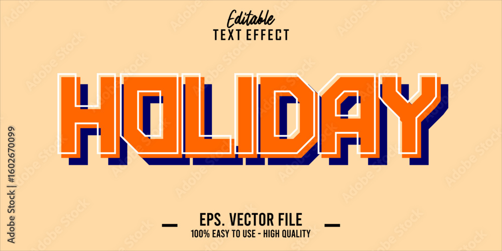 Fototapete editable text style effect, holiday text in cool vector style