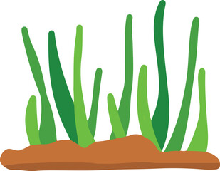 green bushes and grass lay on soil elements hand drawn doodle vector illustration.