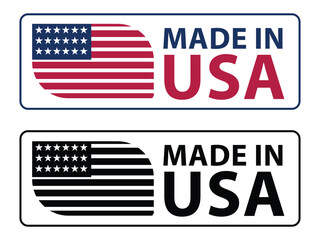 Made in USA Label with American Flag in Color and Black