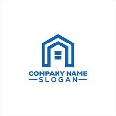 Simple Blue House Home Logo
