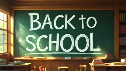 Back to school written on the school board	