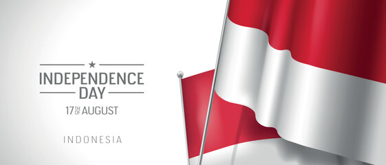 Indonesia happy independence day greeting card, banner vector illustration