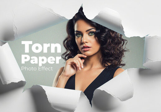 Torn Paper Photo Effect Mockup