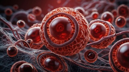 Microscopic view of cells reproducing and connecting with each other