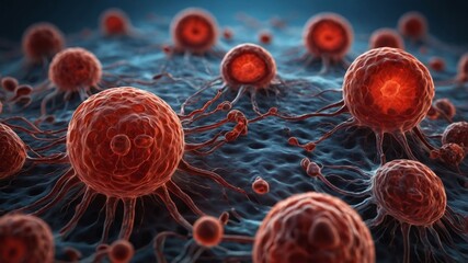 Cancer cells spreading and growing on tissue surface