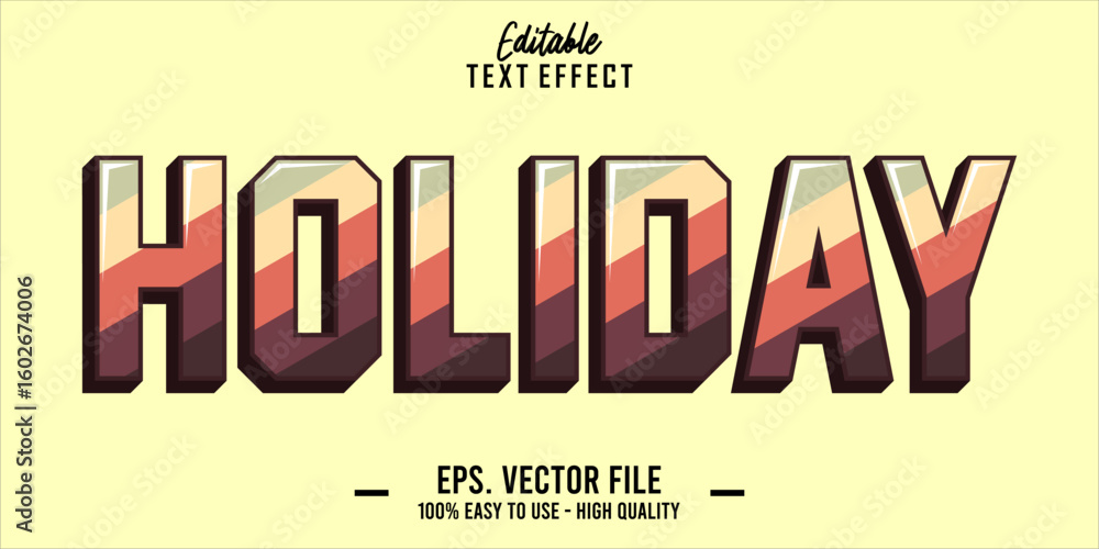Poster editable text style effect, holiday text in cool vector style