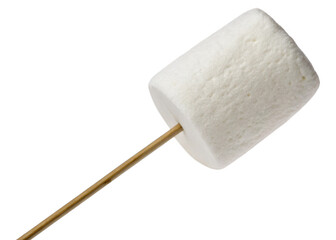 marshmallow on stick isolated on transparent background.	