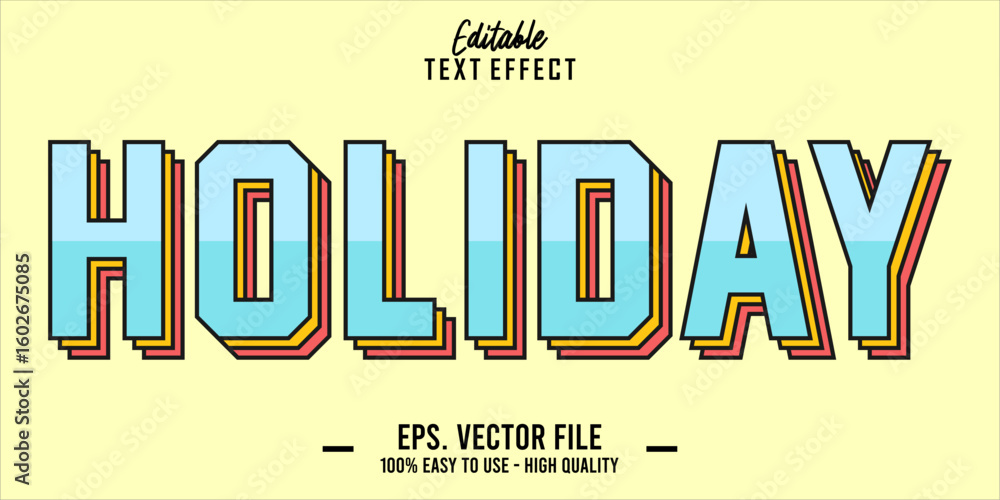 Fototapete editable text style effect, holiday text in cool vector style
