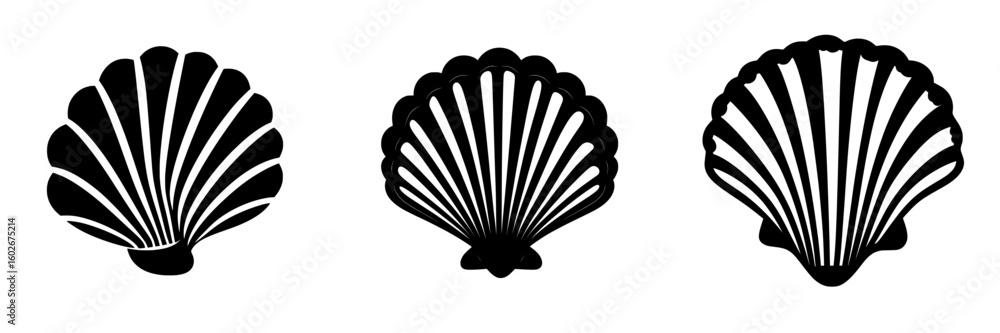 Poster the shell is represented by a modern icon, which is a simple flat symbol on a white background