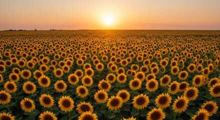 Obraz premium Vast Sunflower Field at Sunset