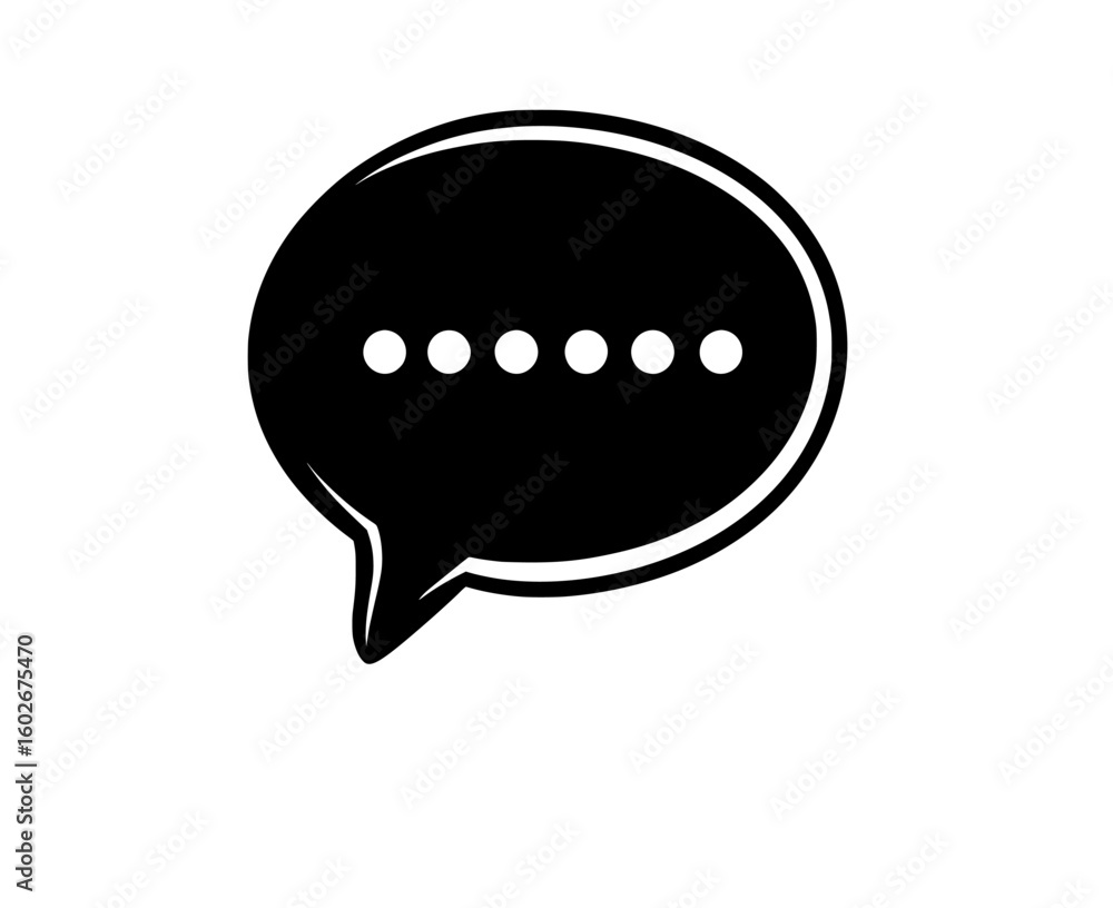 Poster line art icon of a speech bubble or chat bubble for use in apps and websites