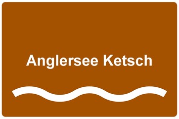 Illustration eines Namensschildes für den "Anglersee Ketsch" in Baden-Württemberg	