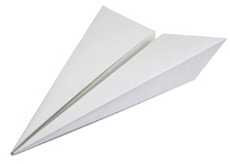 paper plane isolated on a transparent background.	