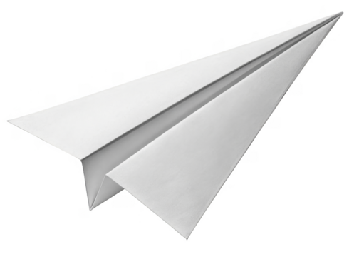 paper plane isolated on a transparent background.	