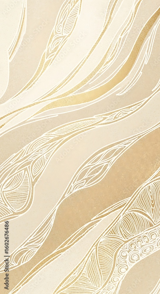 Poster abstract flowing lines and patterns in muted beige tones for elegant backdrop