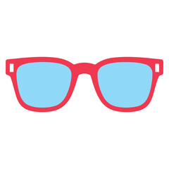 Red Frame Blue Lens Sunglasses Icon Vector