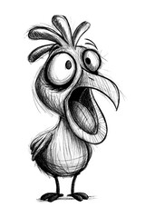 Cartoon Rooster PNG – Full Body Sketchy Style Chicken Transparent Clipart