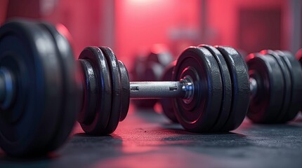 Fototapeta premium A photo of training session, with participants using various weights and following a structured routine, highlighting muscle building and strength.