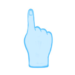 Blue watercolor pointing hand sign